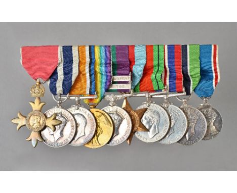 A group of ten medals to F.W. SYER PALESTINE POLICE, comprising; The O.B.E Civil Division, the King's Police Medal, George VI