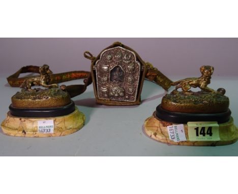 Collectables, comprising; a Chinese ceramic incense holder in the form of a figure, a 20th century white metal embossed Buddh