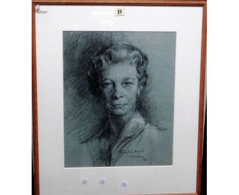 Stephen Ward, 20th Century, two charcoal portraits, both and signed and inscribed, one dated '60', the larger 40 x 32.5cm.; t