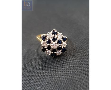 18 CARAT YELLOW GOLD SAPPHIRE AND DIAMOND RING 