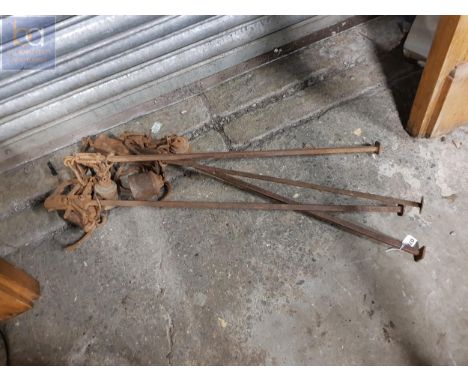 COLLECTION OF OLD CAST IRON FRENCH SCALES 