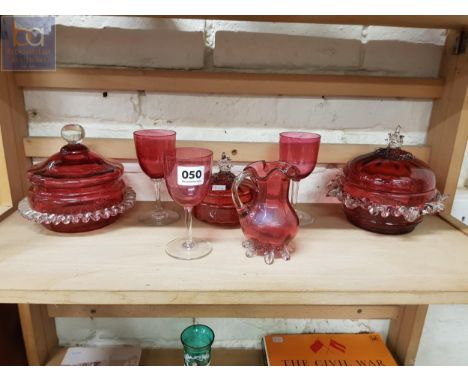 COLLECTION OF RUBY GLASS 