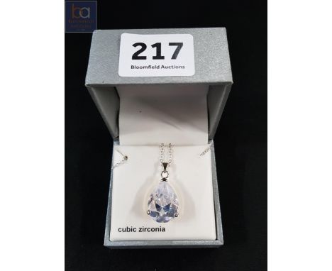 SILVER CZ PENDANT AND CHAIN 
