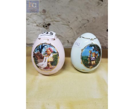 2 HUMMEL PORCELAIN EGGS 