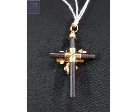 VICTORIAN 18 CARAT GOLD AND PEARL CROSS 