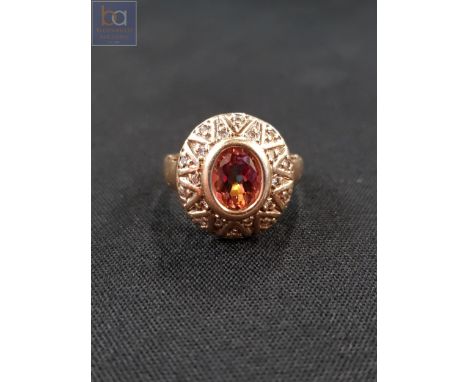 10 CARAT GOLD TORMALINE AND DIAMOND RING 