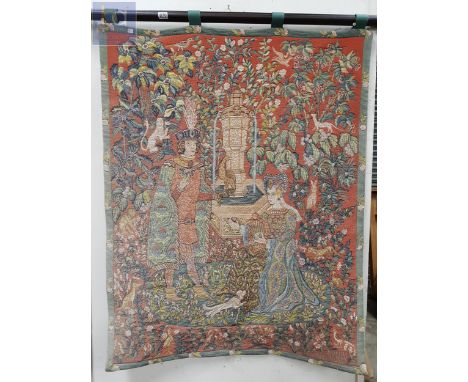 LARGE EMBROIDERED TAPESTRY SCROLL 
