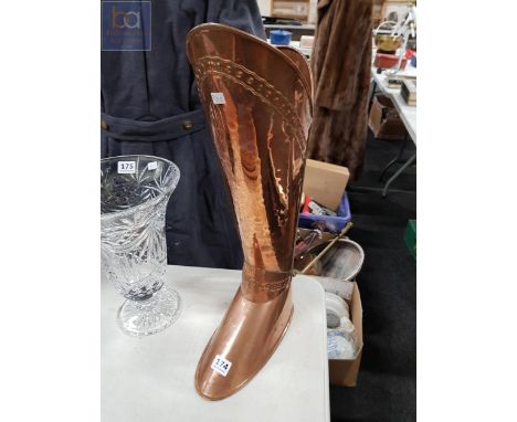 COPPER DUKE OF WELLINGTON BOOT STICK STAND 