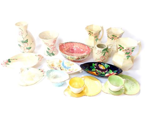 Maling floral lustre pottery, including vases, jugs, dishes, cups and saucers, etc. (qty)