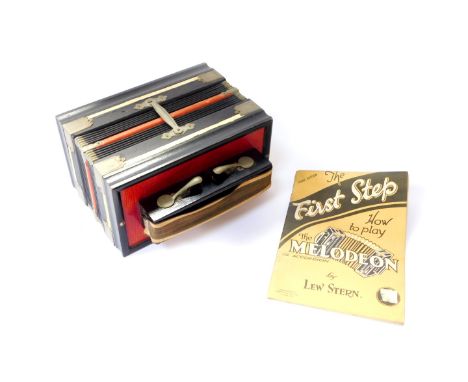 A Rosetti Rambler accordion, ten button, together with a First Step How To Play The Melodeon Or Accordion, by Lew Stern, publ