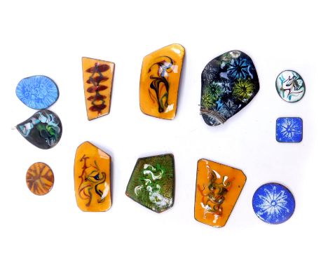 Contemporary copper and enamel pendant mounts. (12)