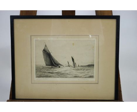 Frank Harding, Yachting in the Solent, etching, signed and titled, 18cm x 26.5cm