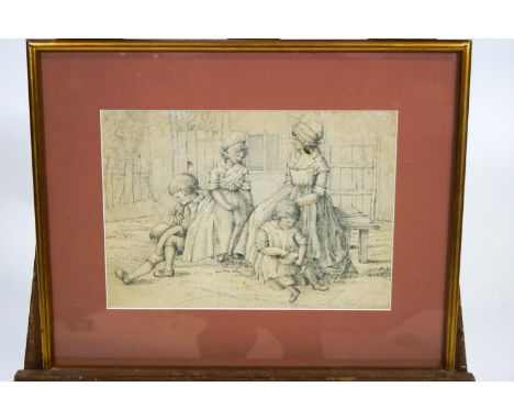Lady Caroline Sophia Murray (British), 1814-1913, 'At Rest', pastels and pencil, signed to verso and inset, 21.5cm x 31cm