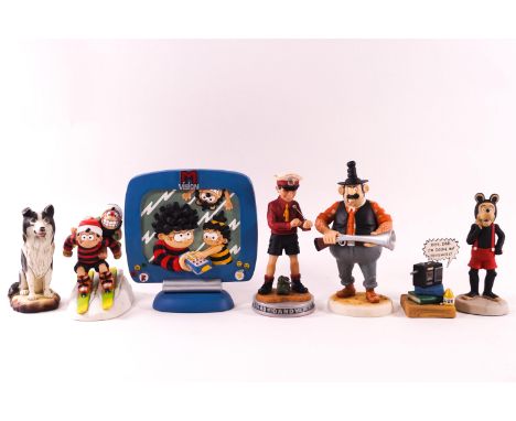 Seven boxed Robert Harrop Beano figures; BD36 Black Bob, BDCP06 'M Vision', BDFG10 Homework dodge, BDCS02 Dennis &amp; Gnashe