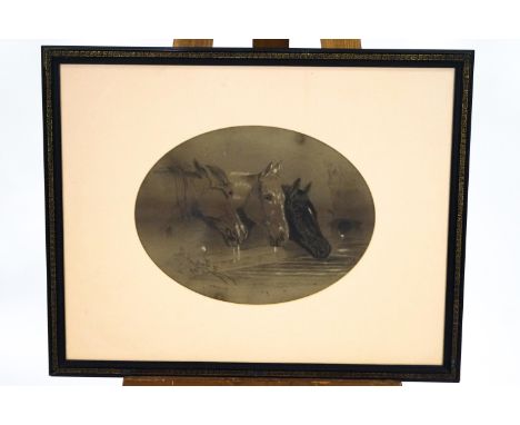 W Phelps 19th Century, Three Friends after Herring, pencil heightened white, signed lower left, dated 1883, 32cm high, 42cm w