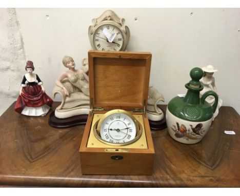 A Maxim 31 day wall clock together with various other items.