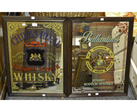 Breweryana - a Chivas Regal blended Scotch Whisky mirror; a Ballantine and Son Scotch Whisky mirror (2)