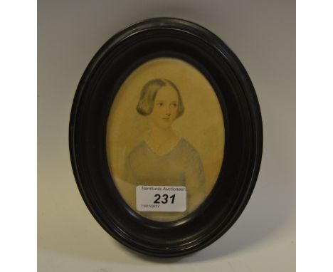 English School (19th century), a portrait miniature, of a young lady, watercolour