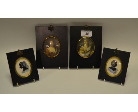 Portrait Miniatures - a pair of silhouettes; etc