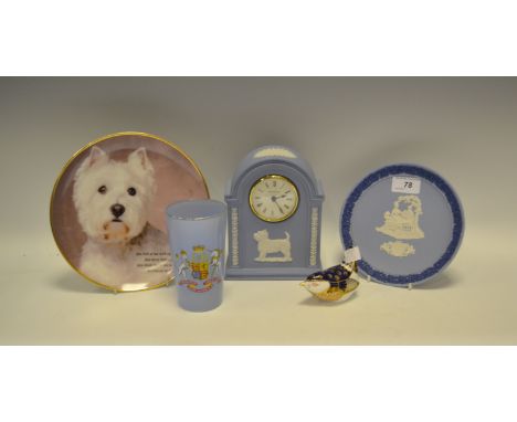 Ceramics - a Wedgwood Jasperware The West Highland Terrier Clock, for Danbury Mint, 28, certificate;   a Wedgwood Valentines 