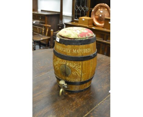 An early-20th century coopered whisky barrel, hand-painted 'The Stallers, Scotch Whiskey'