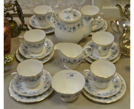 A Colclough part-tea service for six, 'Braganza' pattern, including cups, saucers, tea pot, sugar bowl and a cream jug