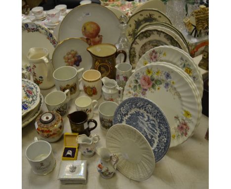 Ceramics and Glass - a Victorian mallet shaped decanter and stopper; commemorative ware; Royal Doulton Mandarin pattern plate