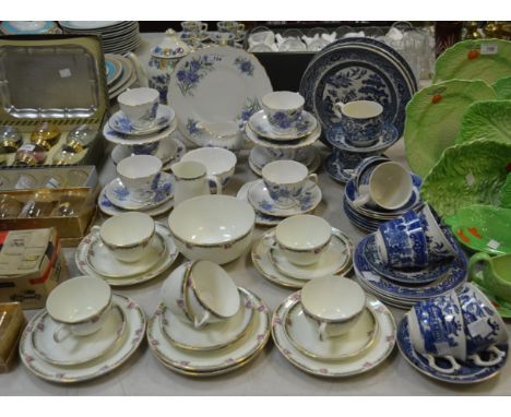 Teawares - a Royal Vale part tea service printed with blue Cornflowers; a Collingwood part tea service; blue and white tea wa