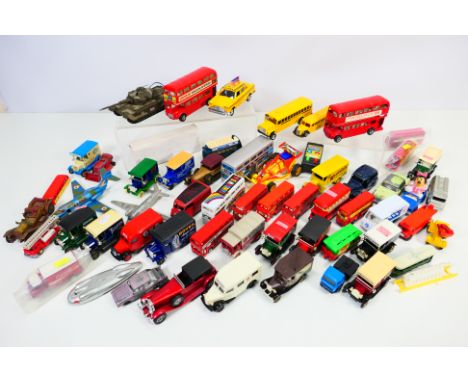 Matchbox - Dinky - Corgi - A collection of unboxed vehicles including Morris J Royal Mail van # 260, Checker Cab, Routemaster