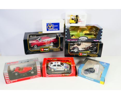 Vitesse - Burago - Joal - Gear Box - 7 boxed diecast models of various scales, including Burago 1:18 scale Mercedes Benz SSK 