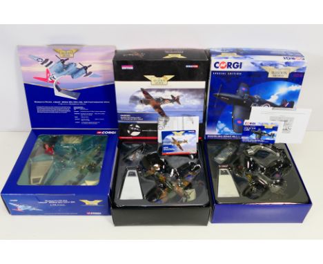 Corgi Aviation Archive - Three boxed 1:72 scale diecast military aircraft models from Corgi Aviation Archive. Lot consists of