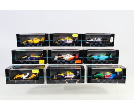 Onyx - A group of Formula 1 '90 Collection cars in 1/43 scale including Lotus 102, Minardi M190, Williams FW13B, and similar.
