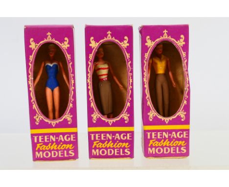 Lone Star - 3 x rare boxed Erik's Collection Teen-Age Fashion Models dolls made by Lone Star. Debbie in casuals, Denise in Je