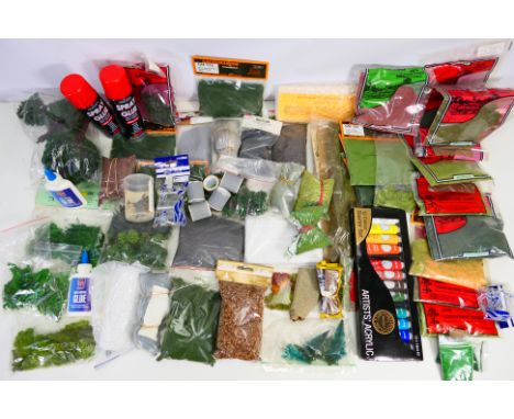 Busch - Javis - Gaugemaster - Colvin - A quantity of railway layout making items including paint, powders, trees, tape, glue,