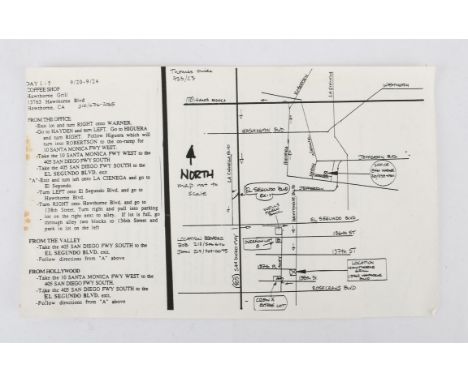 Pulp Fiction (1994) Original First Day of Production Memorandum, September 20, 1993: & Original Film Production Map, Septembe