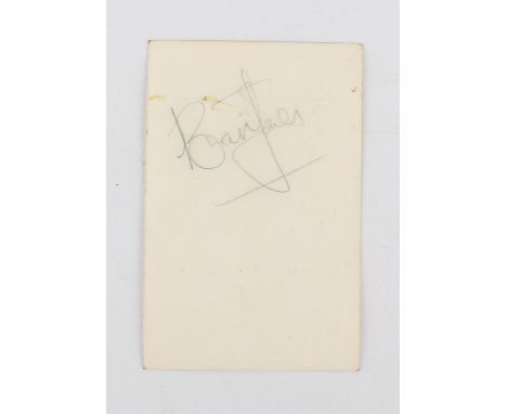 The Rolling Stones - a business card hand signed in pencil by Brian Jones, 2.5 x 3.5 inches.Provenance: This was given to the