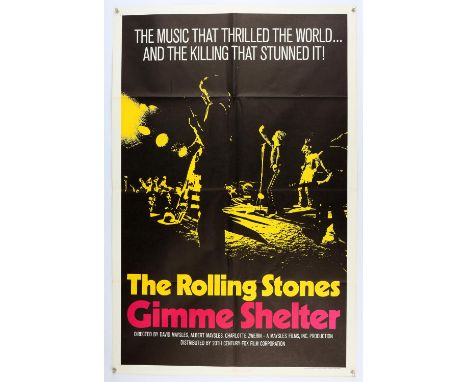 Gimme Shelter (1970) US One Sheet film poster, for the Rolling Stones concert at Altamont Speedway, folded, 27 x 41 inches. 