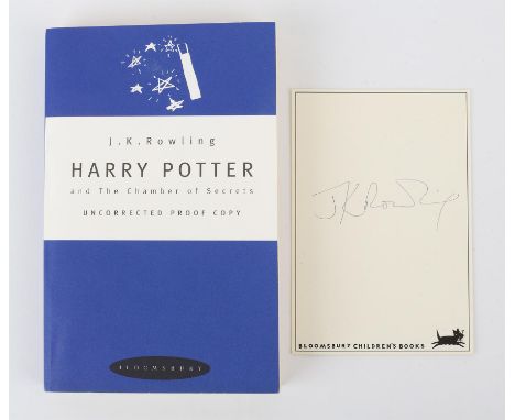 Harry Potter and the Chamber of Secrets, Bloomsbury, 1998, by J.K. Rowling, uncorrected proof copy of the first edition book 