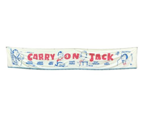 Carry On Jack (1964) Cloth Banner, showing the title script & caricature images of Kenneth Williams, Bernard Cribbins, Juliet