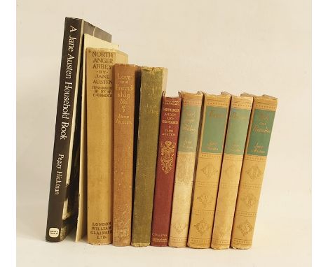 Austen, Jane  Thomas Nelson & Sons, 4 uniform vols, cream vellum with green pastedowns to title Pride and Prejudice, Persuasi