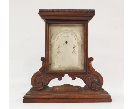 W Moody Bell of Cheltenham mantel barometer with silvered arched dial and housed in a mahogany caseCondition ReportPlease see