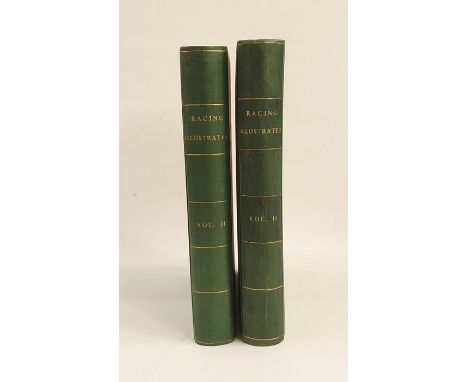 Two volumes of The Racing Illustrated Magazine dated December 1895 to December 30th 1896, rebound green cloth with gilt title