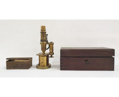 Brass microscope in mahogany case and selection of microscope slidesCondition ReportPlease see further images, 