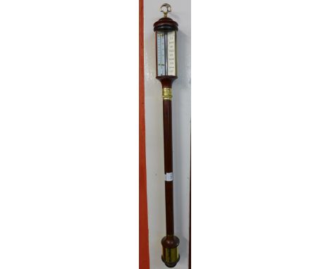 A Dove Bazeley of Cheltenham mahogany stick barometer