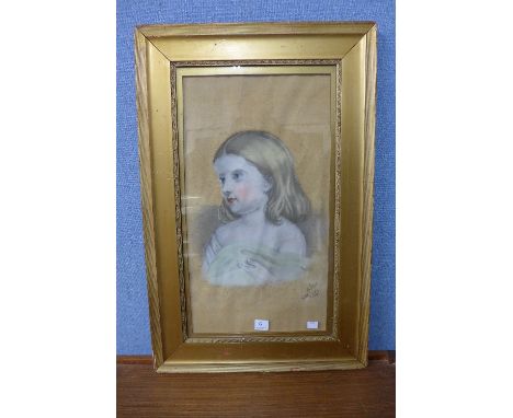 English School (19th Century), pastel study of a child, dated 1847, indistinctly signed, framed