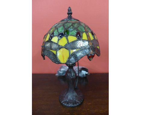A small Tiffany style lamp