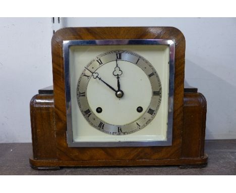 An Imperial Clock Co. Art Deco walnut mantel clock