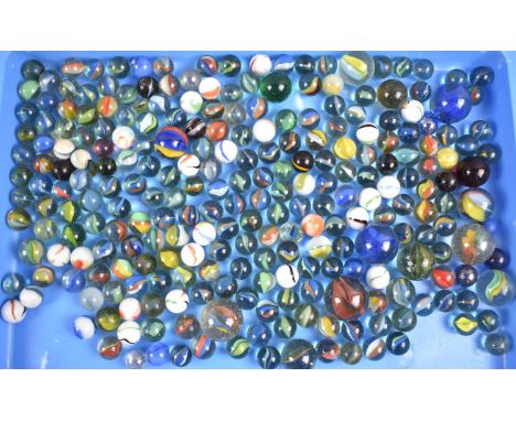 A Collection of Vintage and Modern Glass Marbles of Various Sizes 