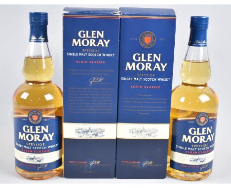 Two 70cl Bottles of Glen Moray Single Malt Scotch Whisky, Elgin Classic, in Cardboard Containers 