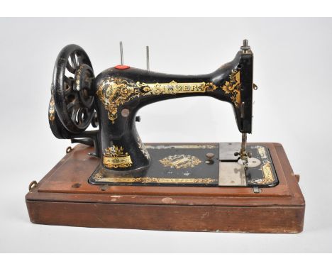 A Vintage Cased Singer Manual Sewing Machine 